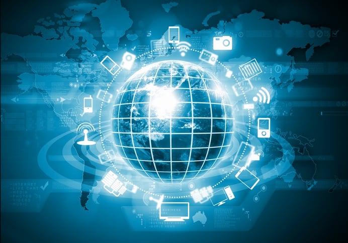 Digital image of globe with conceptual icons. Globalization concept. Elements of this image are furnished by NASA.jpeg